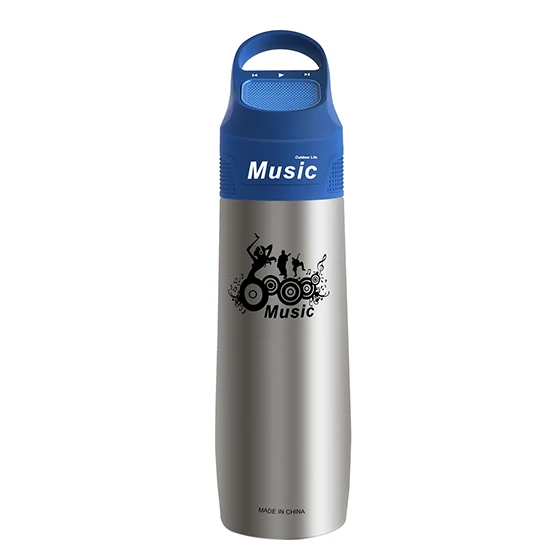 WEST BIKING 750ml Water Bottle Vacuum Cup With Wireless Bluetooth Speaker Music Player Bottle For Cycling Home Outdoor Sports - Цвет: Blue