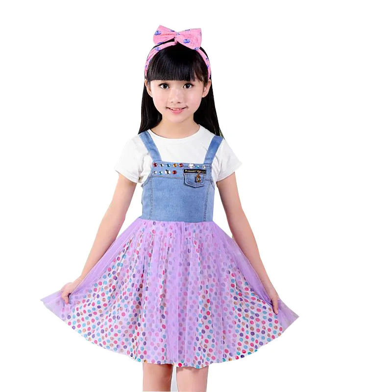 

Diamond Summer Girl dress Brand Denim Baby Girls Dress 2-5 Years Kids Clothes Children Party Clothing Vestido Infantil