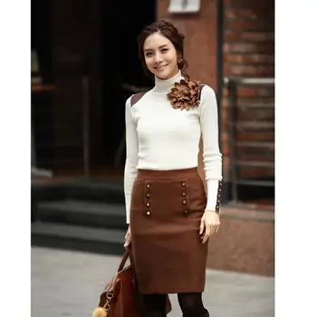

Ladies Korean High Collar Women Bottoming Shirt Long Sweater Blouse Tops
