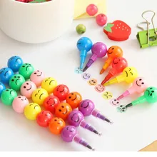 7 Colors Crayons Creative Sugar Coated Haws Cartoon Smile Graffiti Pen Stationery Gifts For Kids Wax