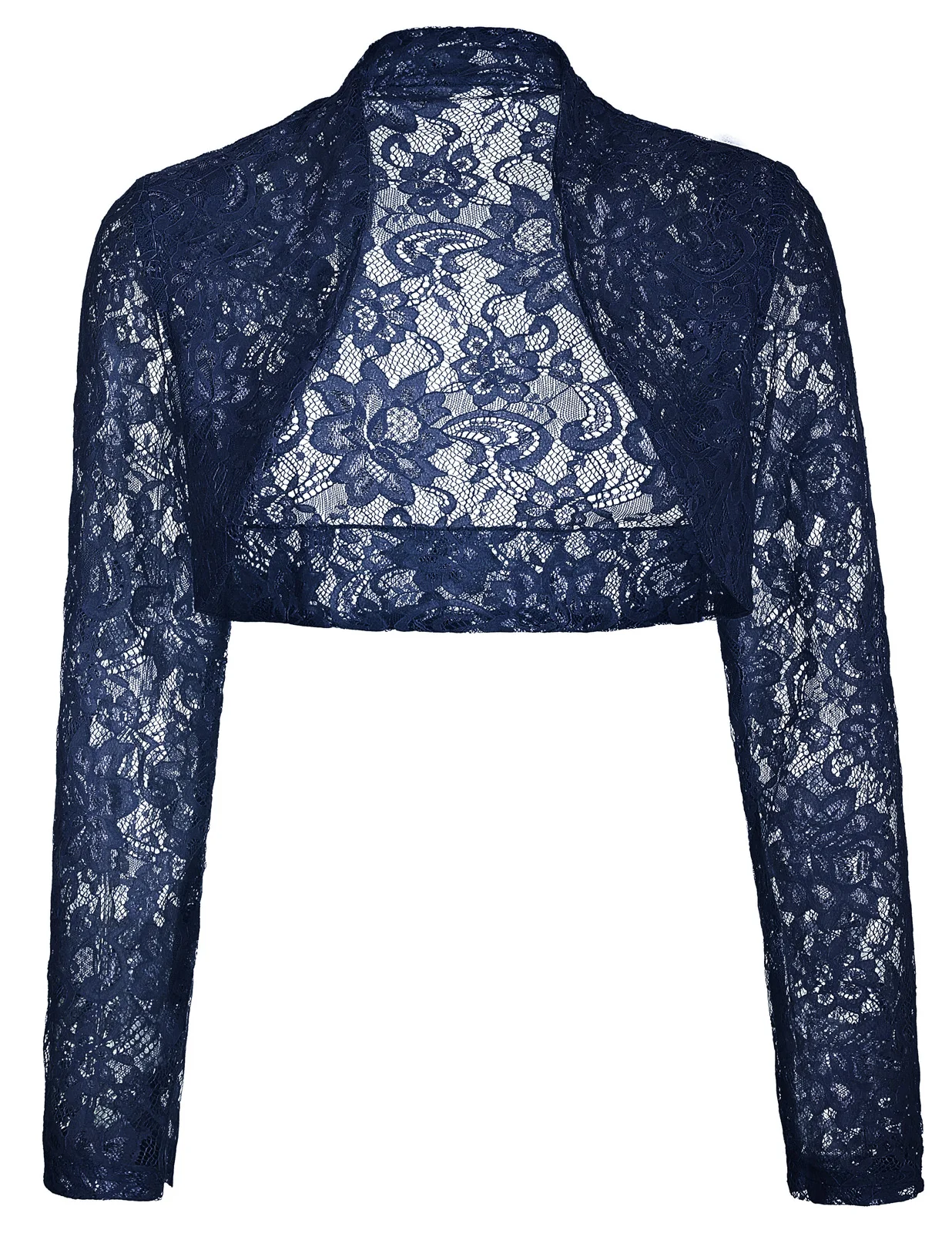 Navy Blue Модное винтажное Женское пальто, кружевные женские Топы с длинным рукавом, укороченное Болеро - Цвет: Navy Blue