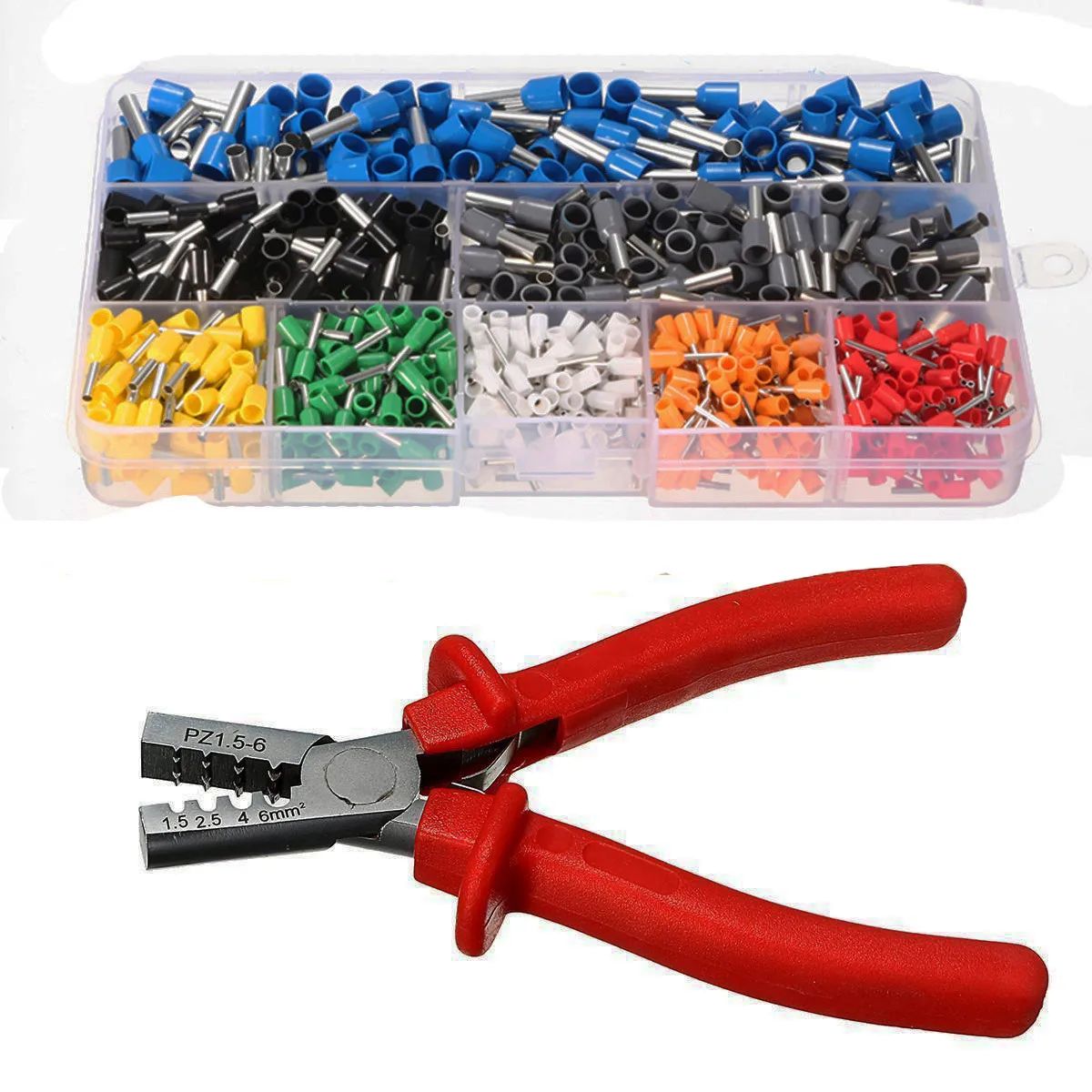 

800Pcs Insulated Wire Connector Cord Pin End Terminal With Crimper Plier