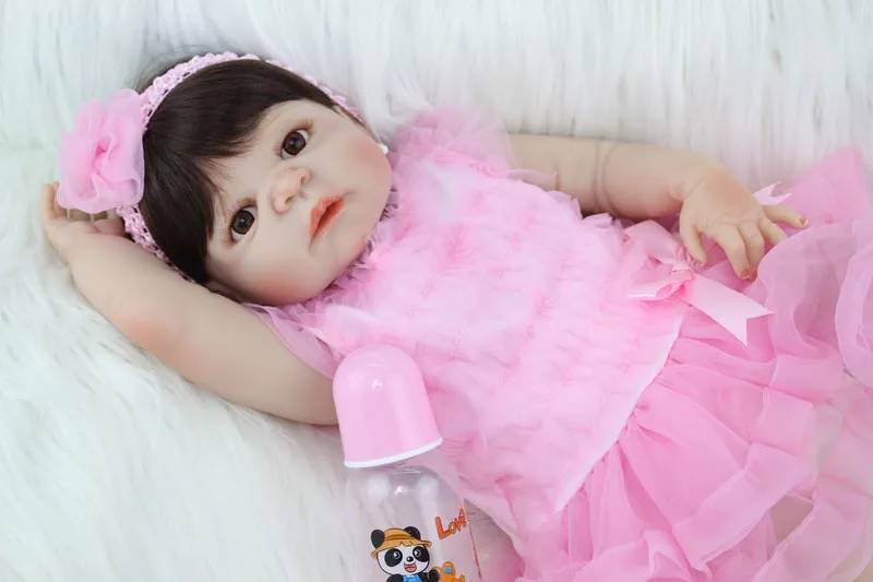 2" полный Силиконовый Bebe Reborn Girl Lifelike 55 см виниловые куклы для новорожденных малышей водонепроницаемый тело мальчик и девочка рост партнер