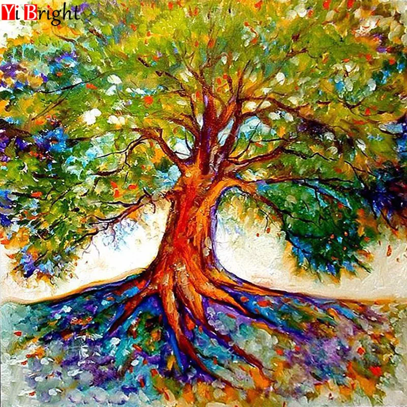 

Tree Diamond Painting Cross Stitch Full Square Diamond Mosaic Pattern Home Decoration Picture of Rhinestones XY1