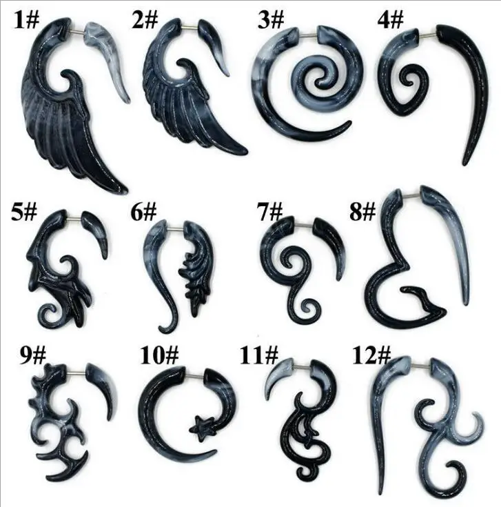 

2Pcs Acrylic Black Fake Spiral Ear Taper Plug Gauges Twist Expanders Earring Cheater Stretchers Piercing Body Jewelry