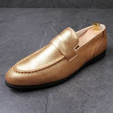 CuddlyIIPanda/Мужская обувь в стиле панк; Новинка; модная обувь для мужчин; Лоферы без шнуровки; шикарная дышащая повседневная обувь; цвет золотой, черный; кроссовки