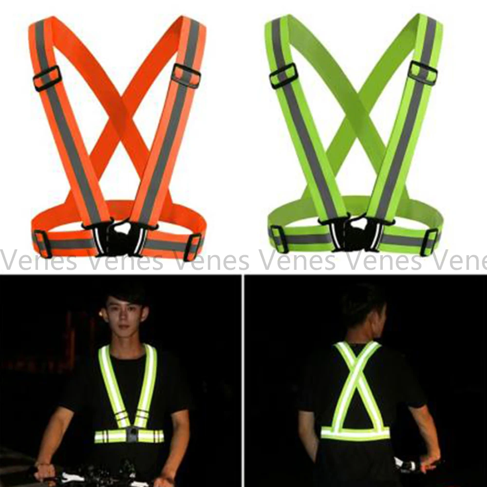 Green Orange Suit For Night Jogging Running and Cycling High Adjustable Safety Security Visibility Reflective Vest Florescent |