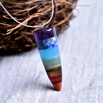 

1PC Natural Crystal Colorful Bullet Pendant Guardian Gemstone Quartz Crystal Unisex Crafts Necklace DIY Gift Jewelry