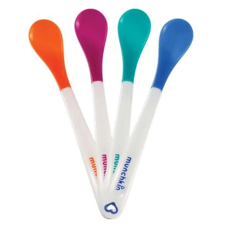 

4Pcs Temperature-sensitive Spoons Feed Baby Safely Soft Tip Protecting Gums Make Mouth Comfortable Check Feeding Food For Kids