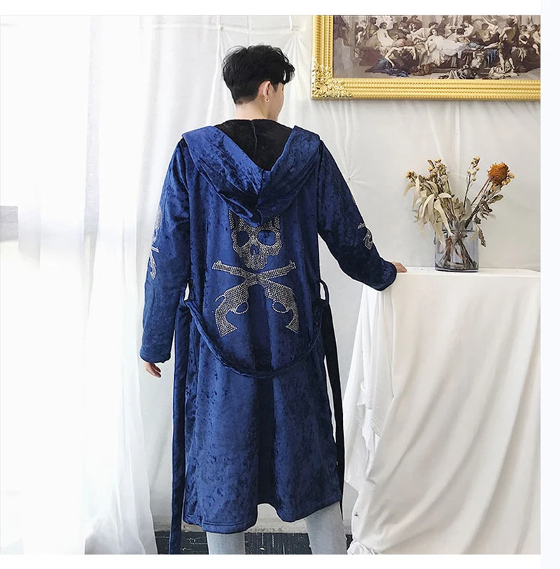 Male Trench Coat Men Black Long Punk Rave Steampunk  (12)