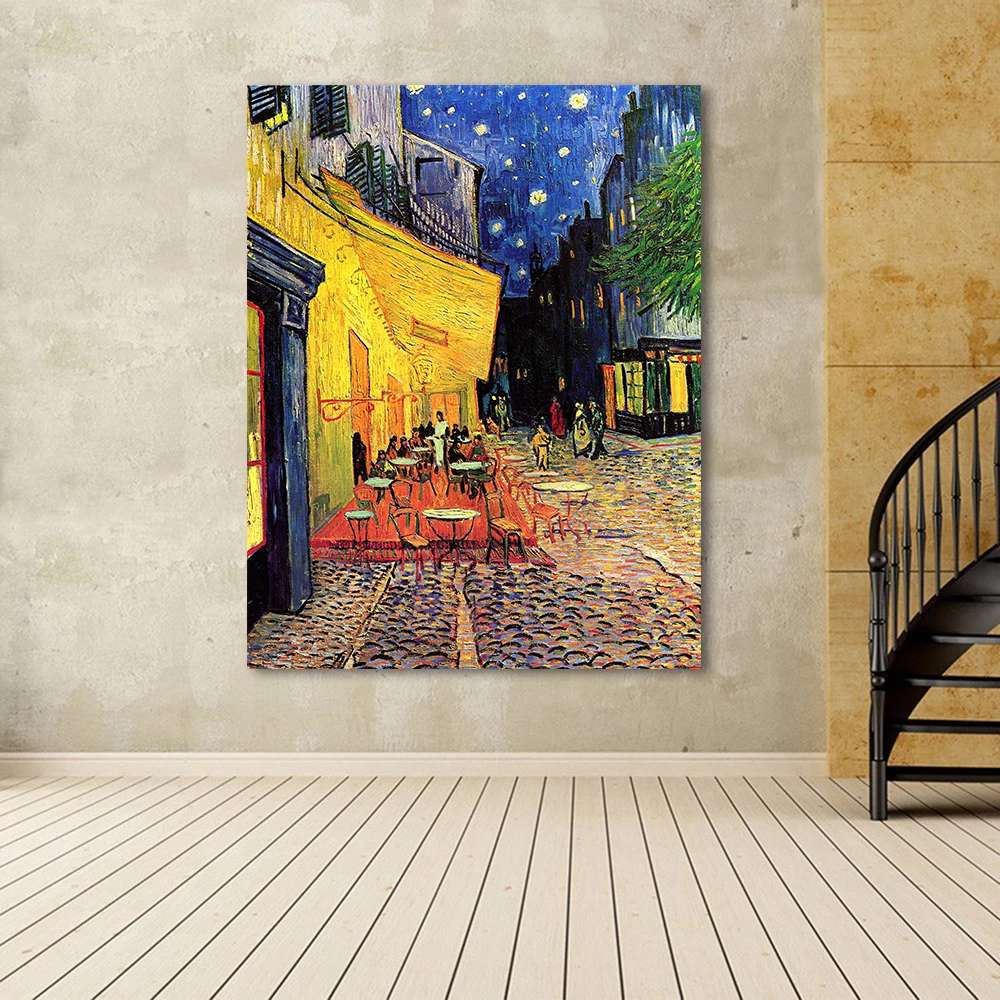 

Embelish 1 Pieces Vincent Van Gogh Cafe Terrace At ight Landscape HD Canvas Oil Paintings For Living Room Home Decor Piictures