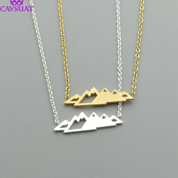 

Wholesale 10pcs Statement Snowy Mountain Necklace Mountain Gold Silver Color Top Pendant Stainless Steel Jewelry Climbing Gifts