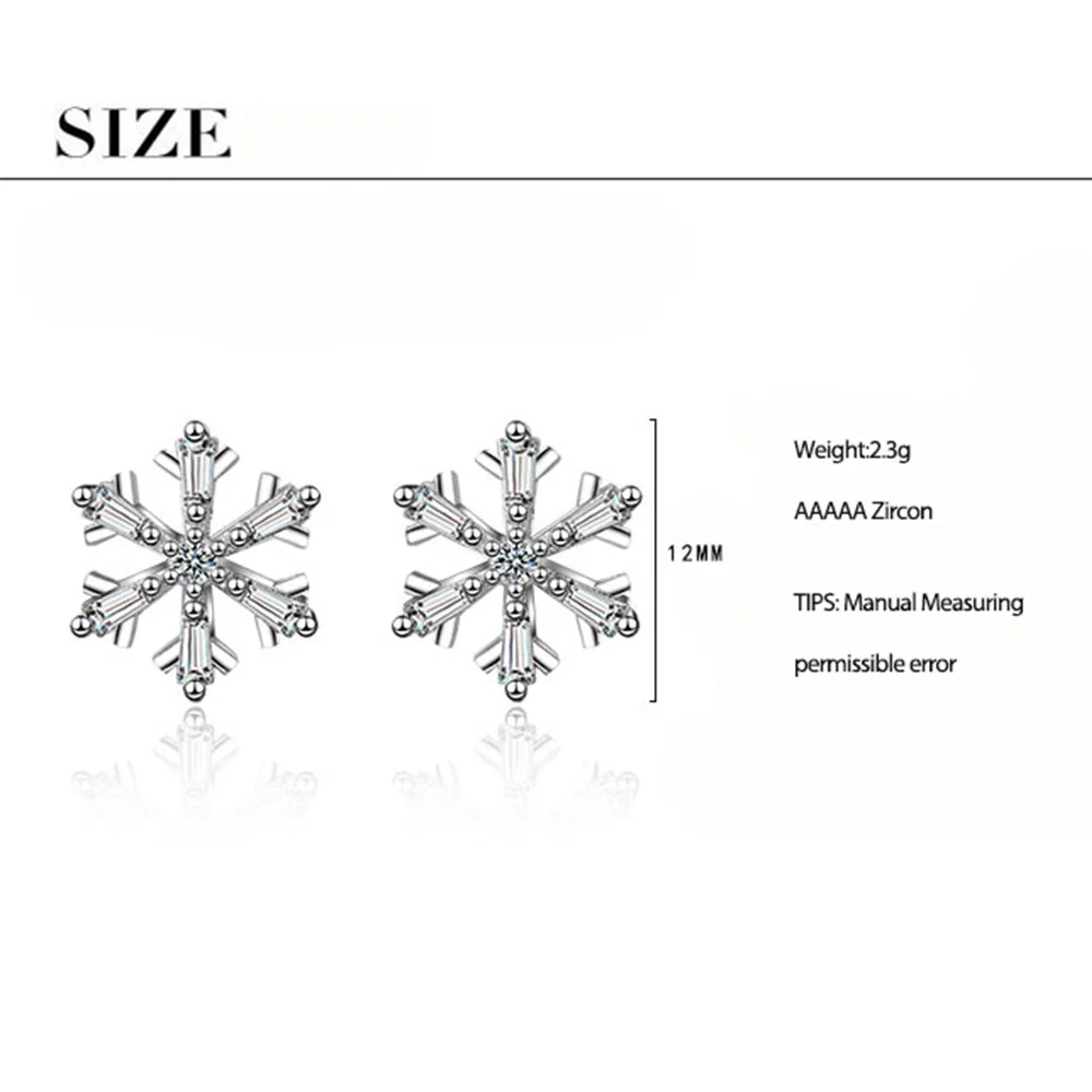 Anenjery дизайн Циркон снежинка 925 пробы серебряные сережки oorbellen S-E784