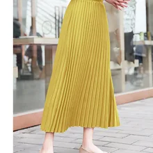 Ограниченная серия, хлопковая юбка, Saia Longa, Весенняя и осенняя новая Корейская версия, однотонная длинная юбка большого размера с завышенной талией