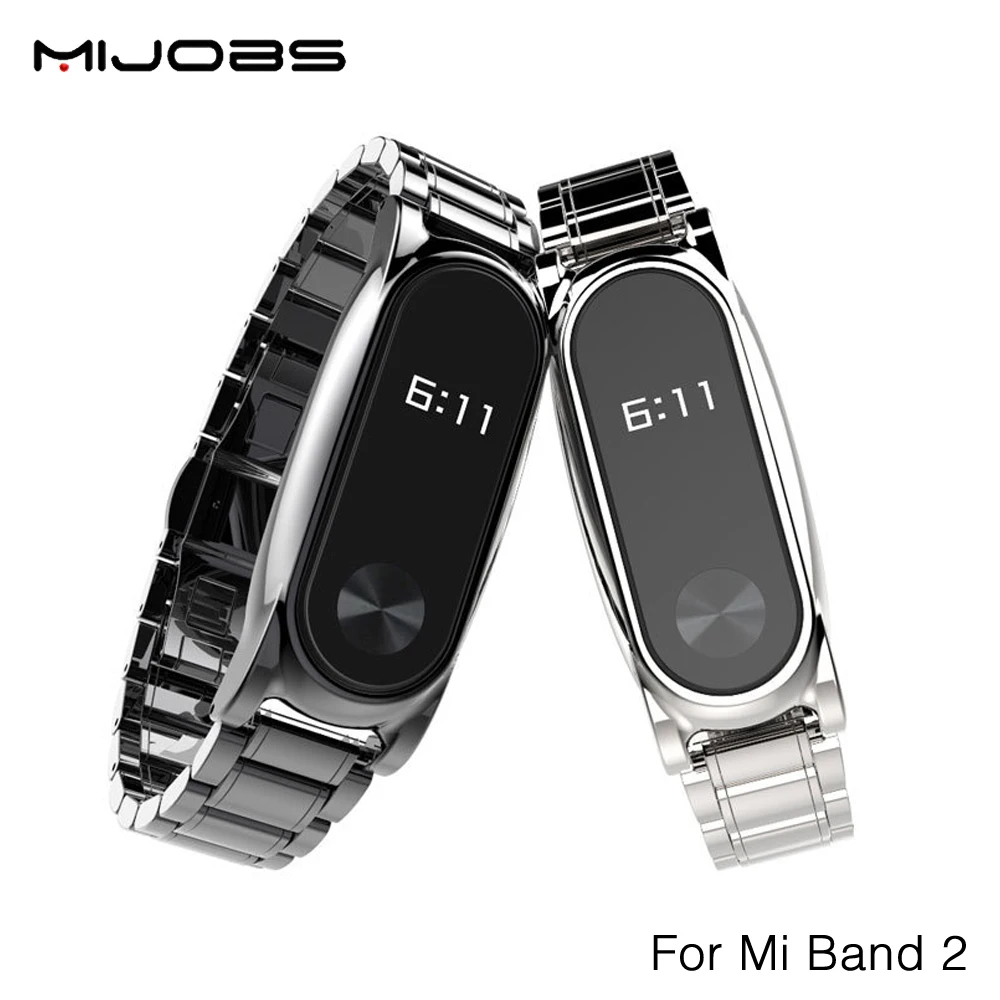 Original Mijobs Metal Strap For Xiaomi Mi Band 2 Straps Screwless Stainless Steel Bracelet Replace Accessories