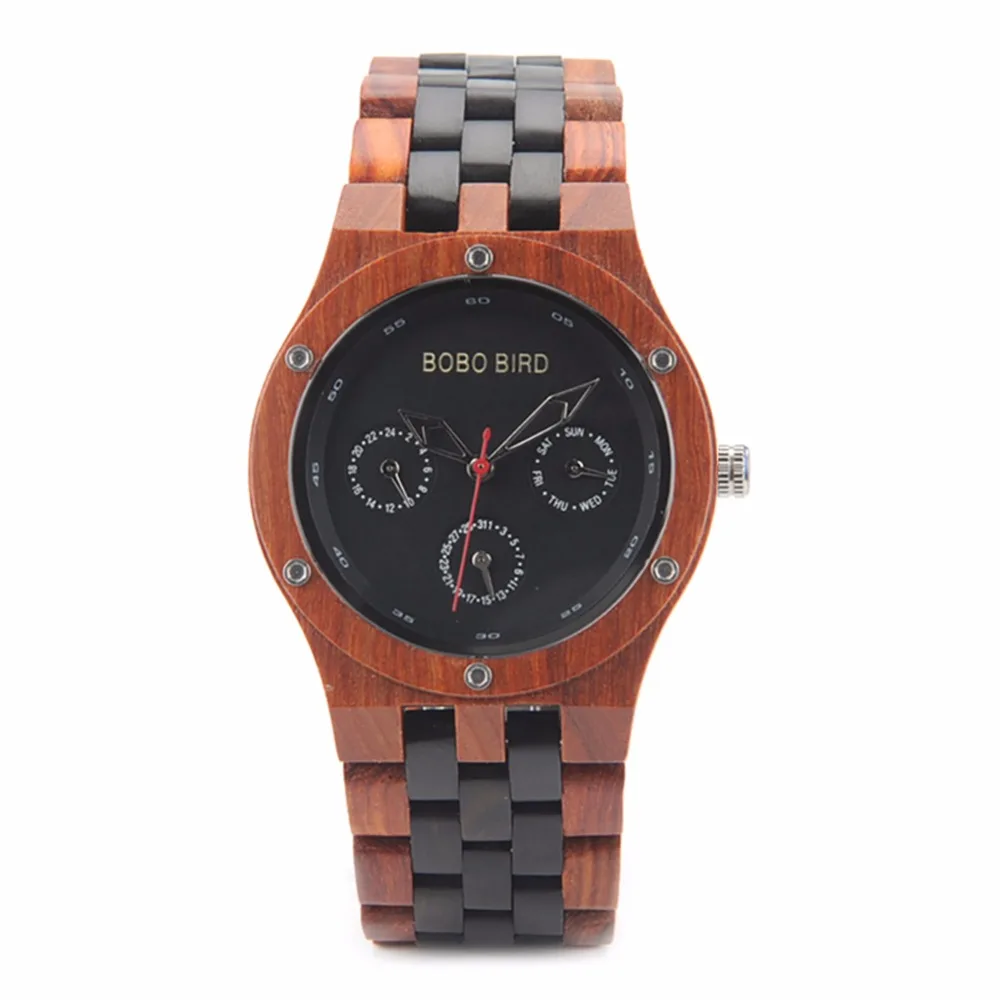 BOBO BIRD CEN11 Six Hands New Wooden Watch Men Top Brand Luxury Uomo Orologio Fashion Watches for Men in Paper Gift Box