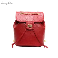 Tonny Kizz модный рюкзак кожаный рюкзак женские красные рюкзаки многофункциональные Pu сумки с ромбовидной строчкой сумка Mochila