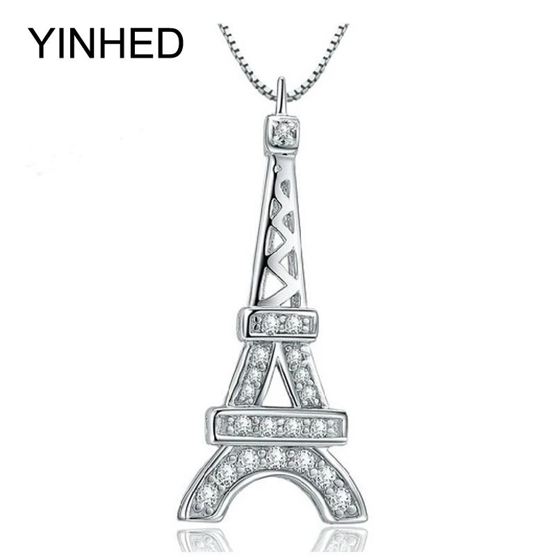 

YINHED Romantic Paris Eiffel Tower Pendant Necklace for Women Birthday Gift 925 Sterling Silver Fashion Jewelry Necklace ZN033