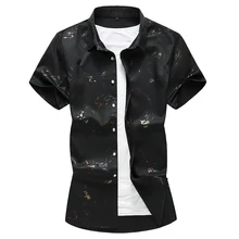 Большой размеры 7XL рубашка с принтом Новинка года мужские хлопковые платья рубашки для мальчиков бренд повседневные тонкие рубашки Fit бизнес рубашк