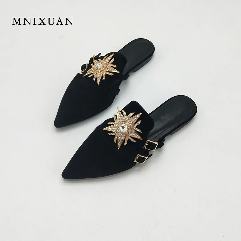 MNIXUAN/Женская обувь на плоской подошве Лето 2018 г. Новый обтянутый острый носок из