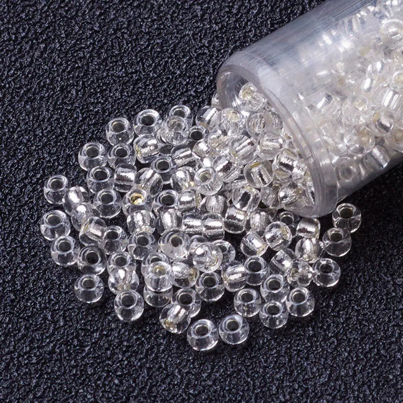 

FGB&reg Seed Beads, 12/0 Transparent Silver Lined Round Glass Seed Beads, Grade A, Clear, 2x1.5mm, Hole: 0.5mm;about 5000pcs/50g