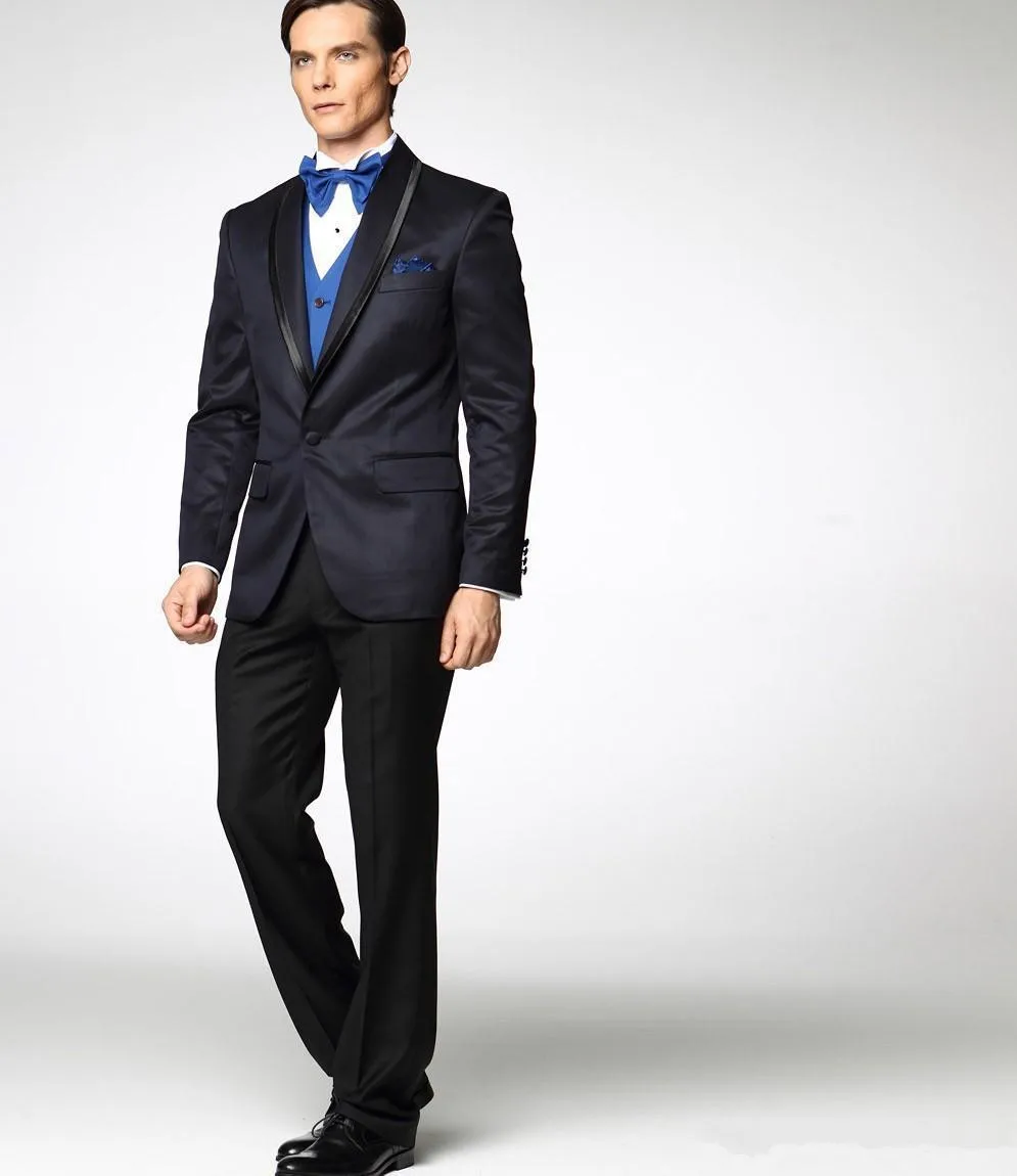 

Custom Design one Button Groom Tuxedos Groomsmen shawl Lapel dinner Suits( jacket+Pants+vest+tie)