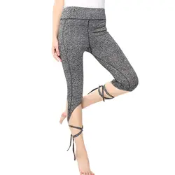 Леггинсы женские модные фитнесс леггинсы однотонные с лентами со шнуровкой высокая эластичная талия обтягивающие узкие брюки Леггинсы
