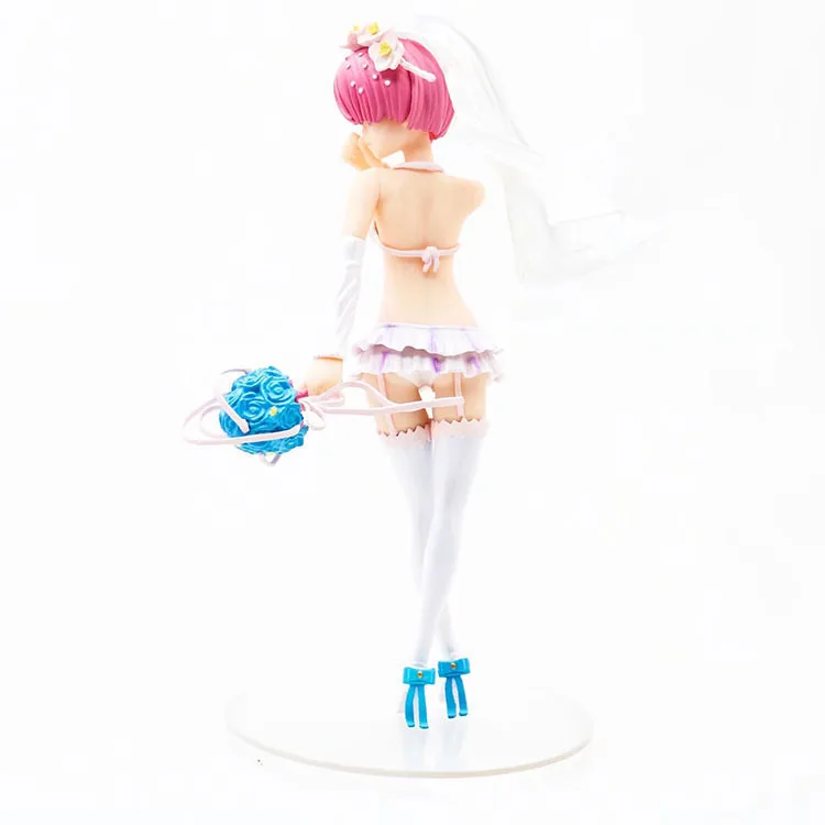 RELIFE IN A DIFFERENT WORLD FROM ZERO REM ACTION FIGURE 18 SCALE PAINTED FIGURE WEDDING DRESS GIRL VER. REM PVC FIGURE TOY (5)