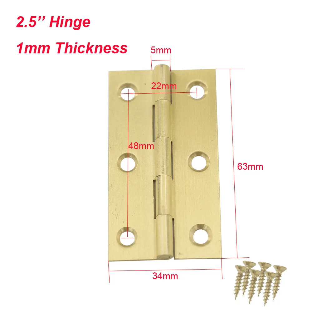10pcs 2.5inch Brass Hinges Furniture Fixtures Bronze Cabinet hinges 1mm Thickness Door Hinges for Kitchen Cabinets