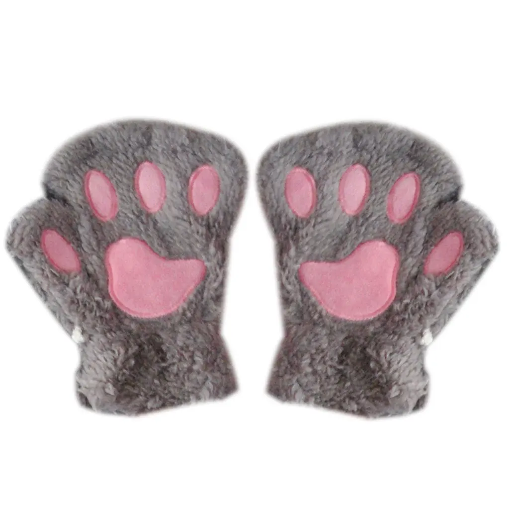 Плюшевые перчатки с кошачьими лапами, новинка, мягкие махровые женские рукавицы без пальцев на Хэллоуин - Цвет: NO.6
