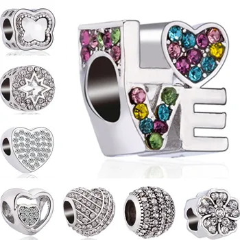 

Hot Selling Valentine's Day DIY Jewelry Flowers Stars Evil Eye Hearts Charms Beads Fit Pandora Bracelets Necklaces for Women