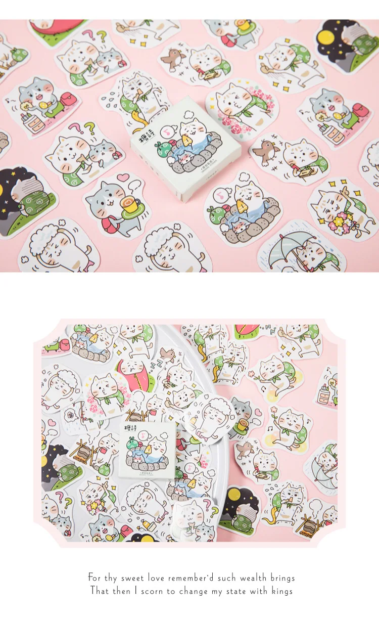 Декоративные наклейки для путешествий с кошками, клеящиеся наклейки, сделай сам, украшение, дневник, японские канцелярские наклейки, детский подарок