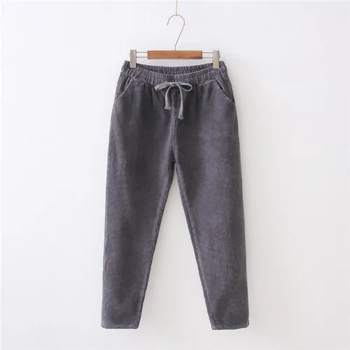 Вельветовые брюки зимние новые свободные Корейская версия ретро бархатные корейские женские штаны Lunan размера плюс - Цвет: Темно-серый