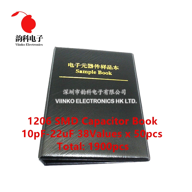 

1206 SMD SMT Chip Capacitor Sample book Assorted Kit 38valuesx50pcs=1900pcs (10pF to 22uF)