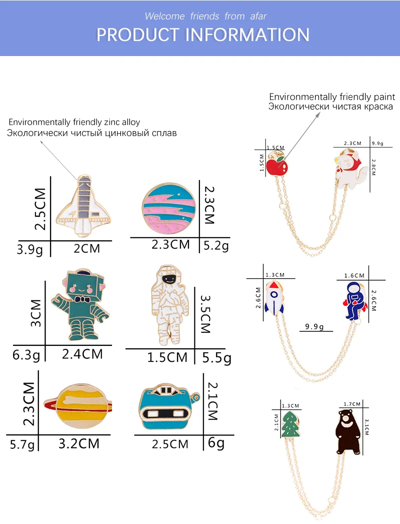 Высокое качество, серия космонавтов, эмалированная брошь, милые женские булавки, шляпа, рюкзак, куртки, значок, Мужская одежда, аксессуары, подарки для детей