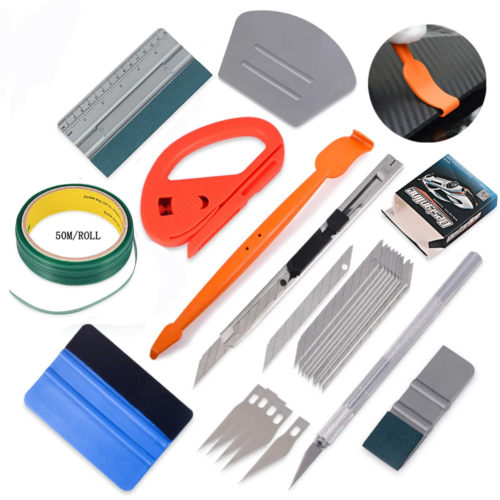 

EHDIS Car Wrap Vinyl Knifeless Tape Wrapping Foil Film Carbon Squeegee Scraper Knife Tools Sticker Cut Cutter Accessories kit