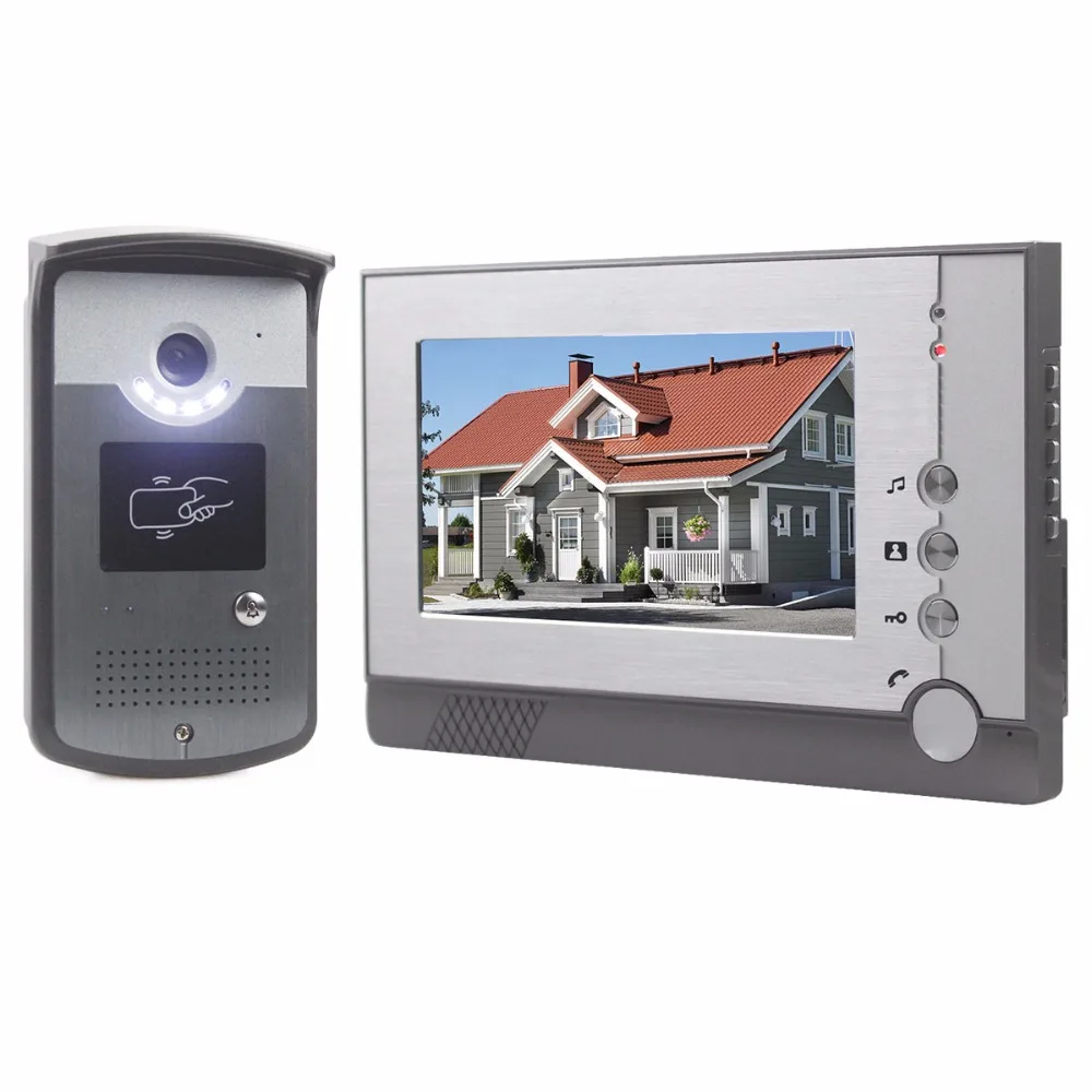 

DIYKIT 7inch TFT Color LCD Display Video Door Phone Visual Intercom Doorbell Card Key Reader RFID IR Night Vision Camera