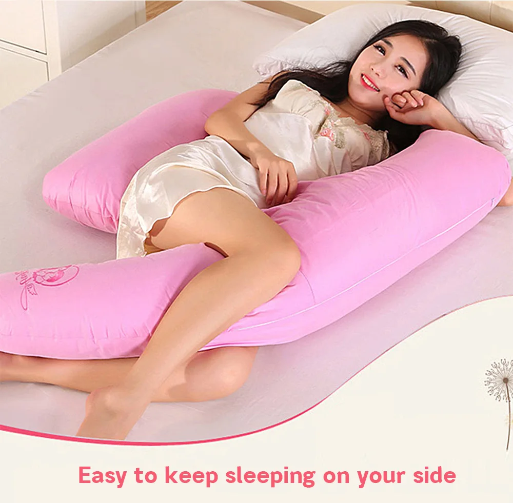 Crescent-shaped Comfortable Pregnancy Pillow for Side Sleeping Growing Tummy Support