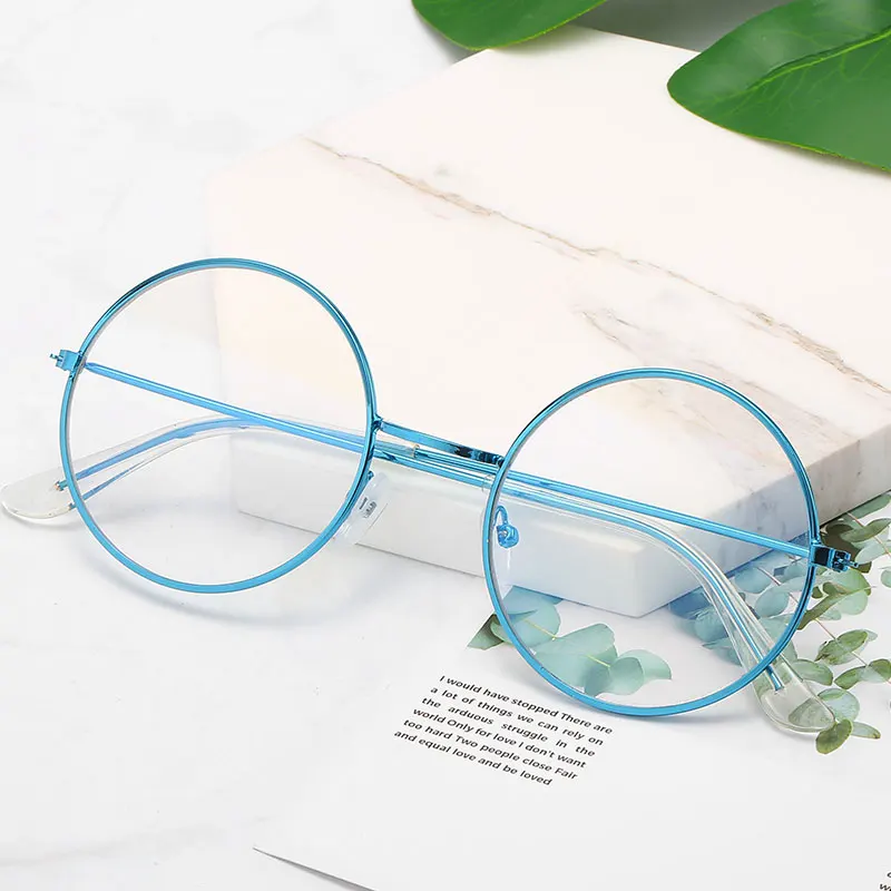 

2019 New Glasses Metal Round Flat Mirror Men and Women Spectacles Optical Literary Retro Eyeglasses Frame Fresh Student