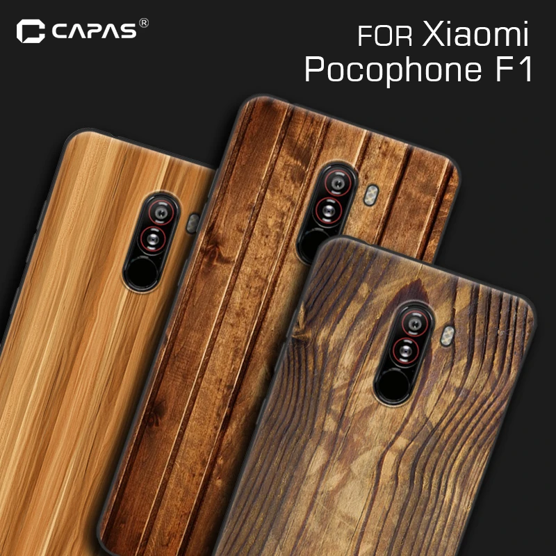 Для Xiaomi Pocophone F1 чехол силиконовый мягкий ТПУ деревянный камень с узором для
