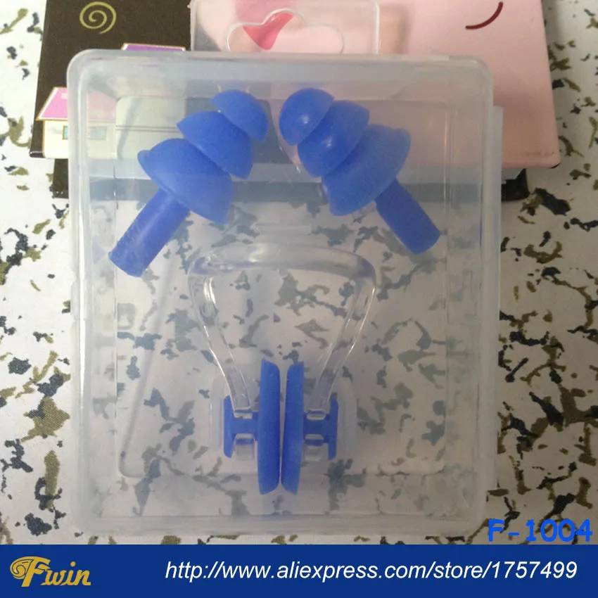 Hot sale Soft Silicone Swimming Nose Clips with 2 Ear Plugs Swimming Earplugs Gear with a case box Pool Accessories Water Sports