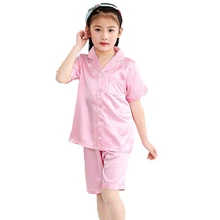 

Infant Pajamas Sets for Girls Boys Casual Silk Sleepwear 2-12 Years Children Pajamas Short Long Sleeve Tops Pants Nightwear Sets