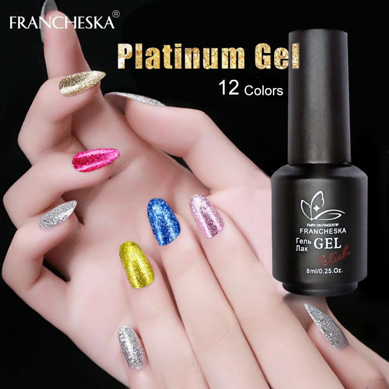 Purpurina de gel de platino Francheska remojo de esmalte de gel de uñas de larga duración oje vernis semi permanente lakiery hybrydowe unha laca Purpurina de gel de platino Francheska remojo de esmalte de gel de uñas de larga duración oje vernis semi permanente lakiery hybrydowe unha laca