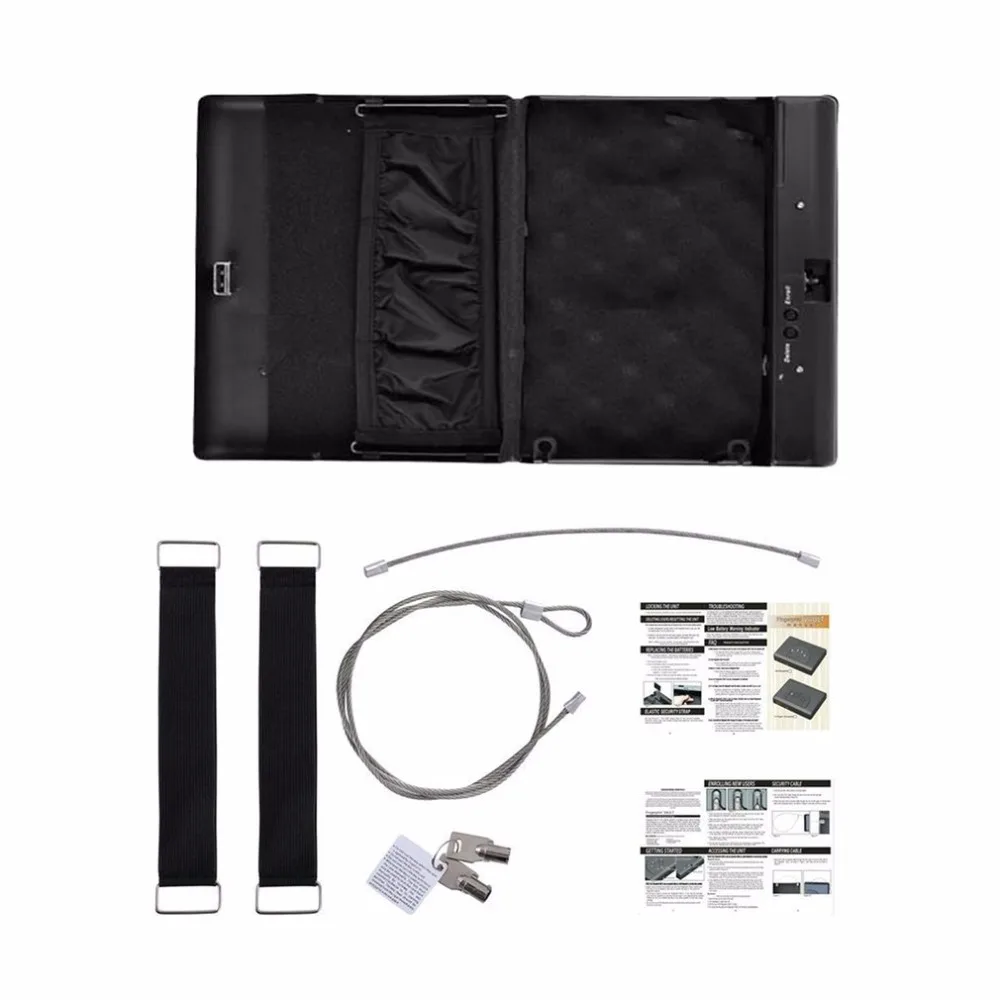 

Portable Security safe Box Scratch-type Fingerprint & Key Lock 2-in-1 Safety Box Gun Valuables Jewelry Storage Case