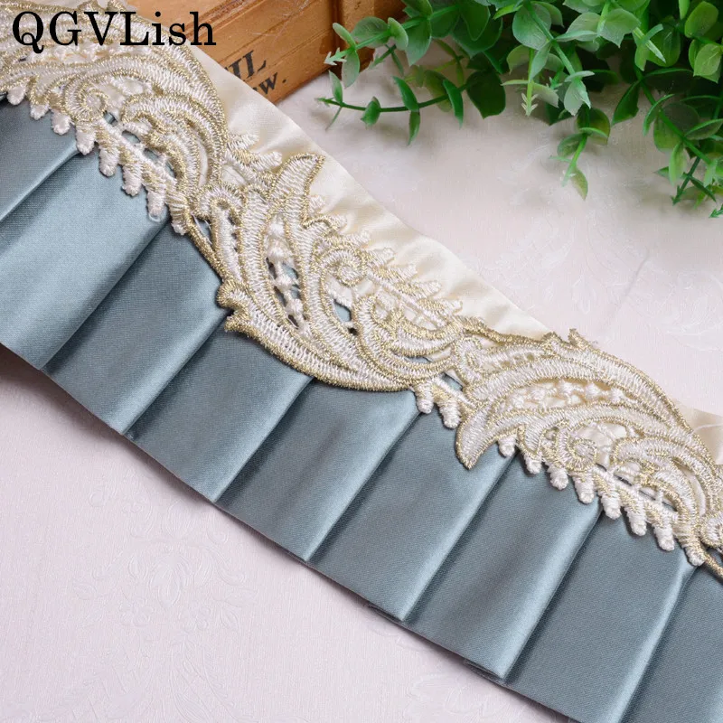 

QGVLish 13M/lot Embroidery Curtain Lace Ribbon Belt Lace Trims DIY Sewing Clothing Cushion Sofa Decor Handmade Curtain Accessory