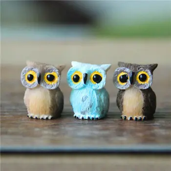 

Mini Height Cute Resin Owl Figurine Statue Animal Decor Ornament Toy