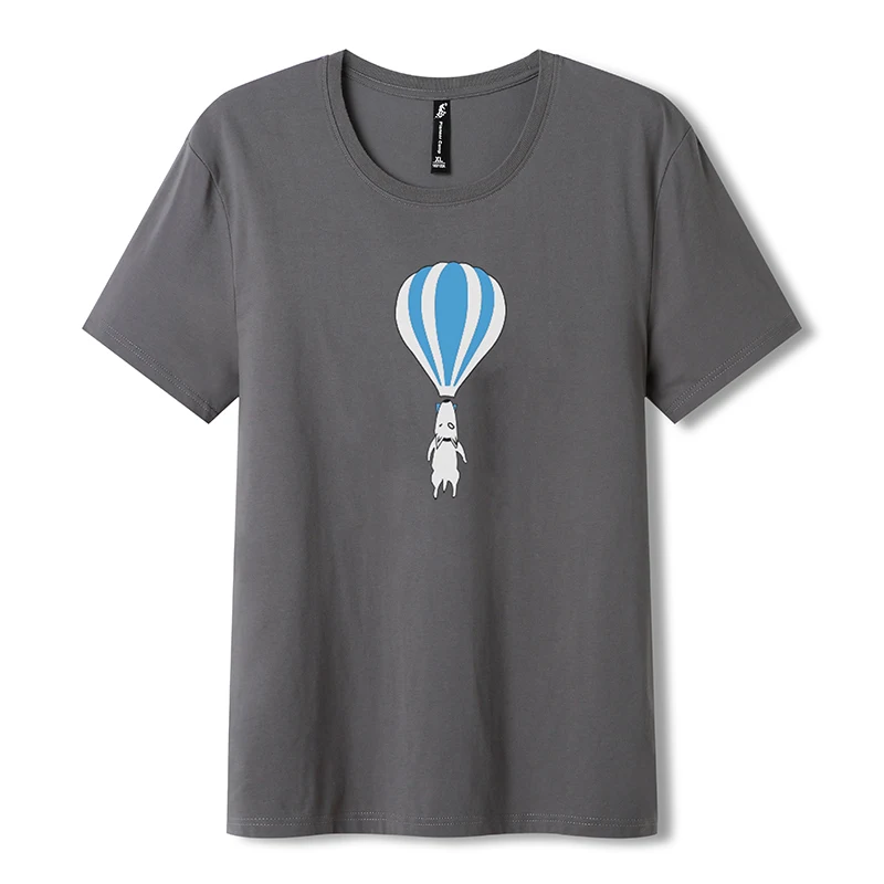 Пионерский лагерь летняя футболка с коротким рукавом с принтом воздушного шара мужская футболка мужская брендовая одежда хлопковая Футболка ADT901246 - Цвет: Темно-серый