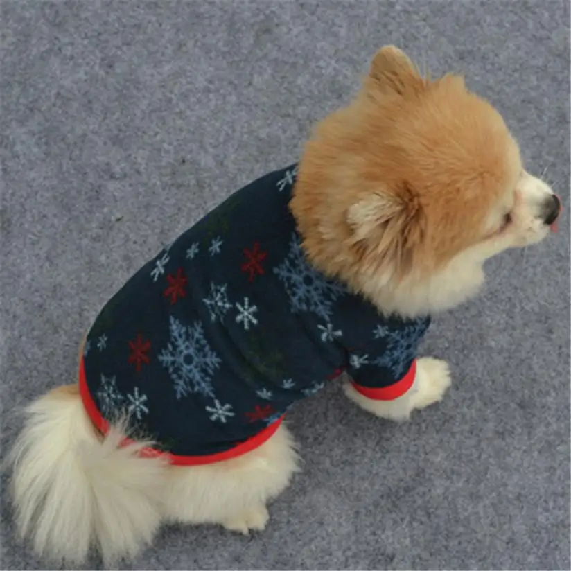 Одежда для домашних животных, собак, щенков, рождественских снежных принтов, теплый пуловер, кружевная ткань, пальто# TX