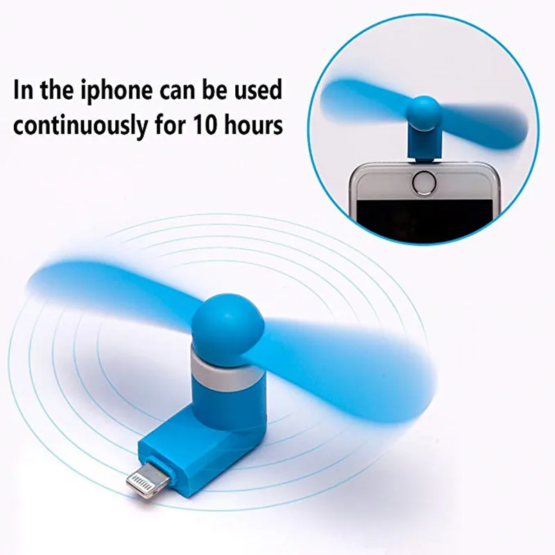 5 pcs Travel Portable Phone Mini Fan Cooling  USB Gadget For iPhone 5 5S 6 6S Plus 7 8 x
