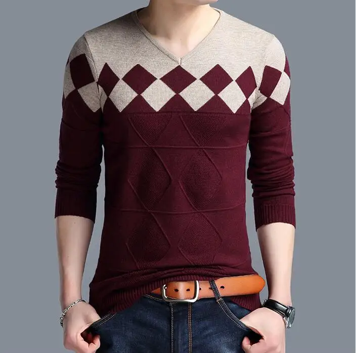 Pullover Men V Neck Sweater 2018 Autumn Men Long Sleeve